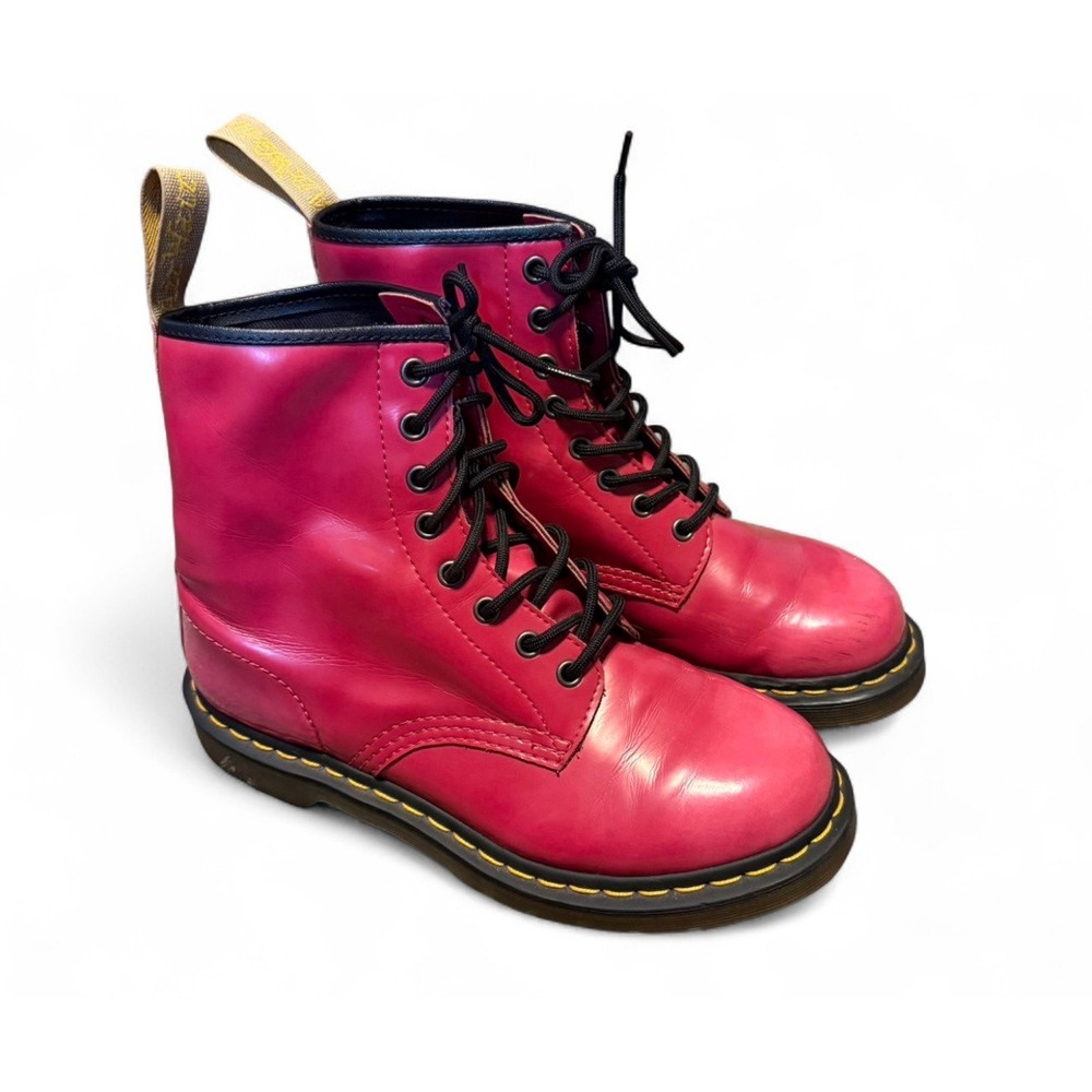 Dr. Martens 1460 Pink Leather 8 Eye Combat Boots Women's US 8 Men's 7 UK 6